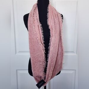 NEW Charter Club Chenille Blush Pink Loop Infinity Scarf With Fringe, One Size